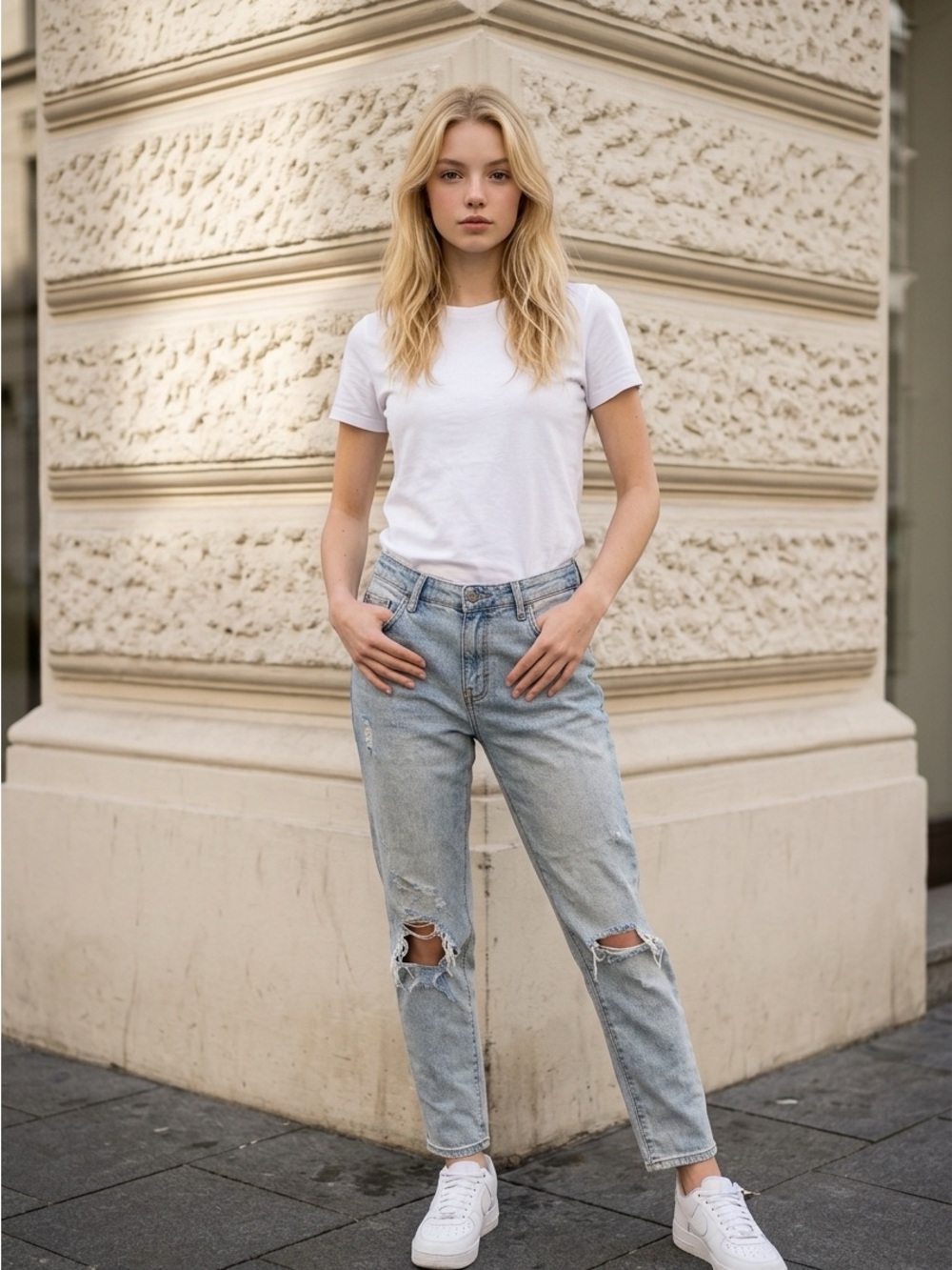 Mossimo Supply Co. Light Blue Distressed Boyfriend Jeans